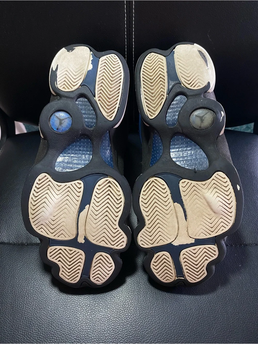 Air Jordan 13 Retro Brave Blue and Black Basketball Sneakers Size 8.5
